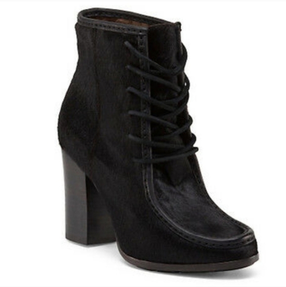 Frye Women Parker Black Suede Ankle Boots Heels Lace Up Shoes Sz 7.5M - Picture 1 of 16